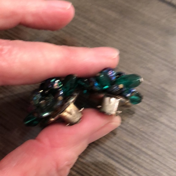 Vintage Clip Earrings Iridescent Glass Beads West Germany - Picture 7 of 12